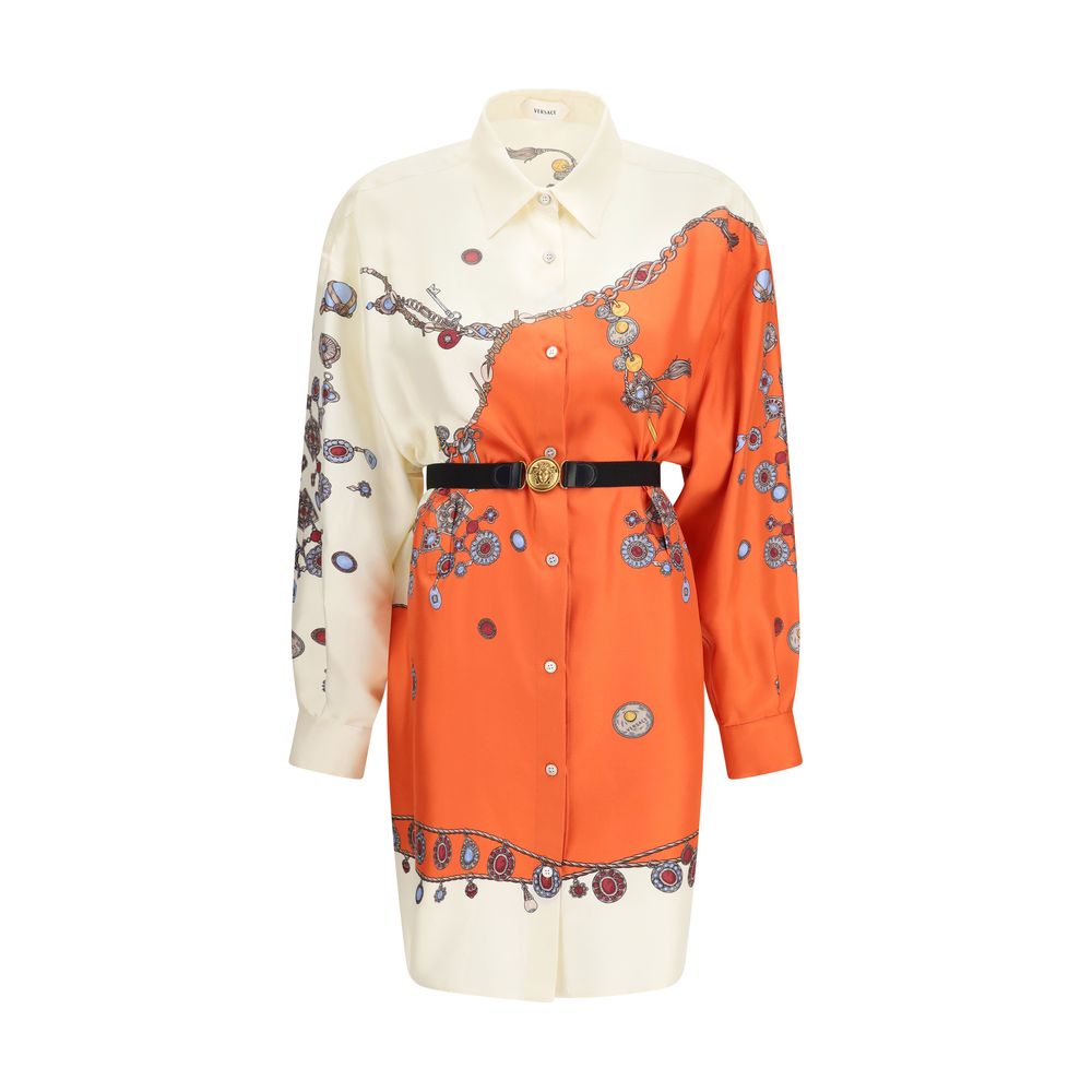 Versace Orange Silk Casual Dress