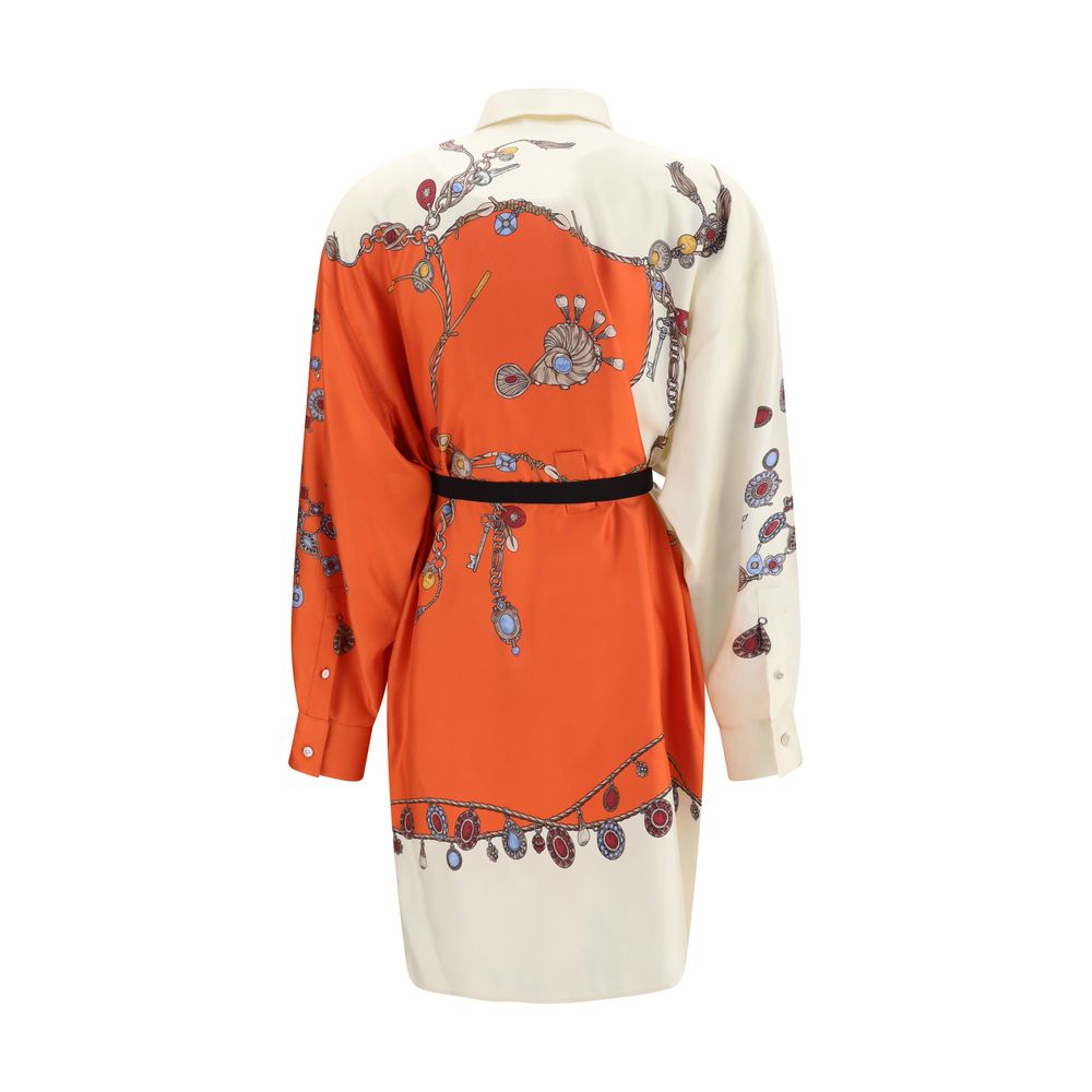 Versace Orange Silk Casual Dress