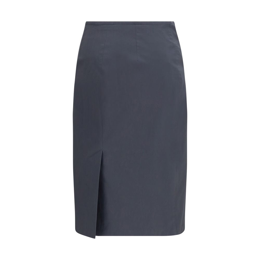 Miu Miu Gray Cotton Midi Skirt
