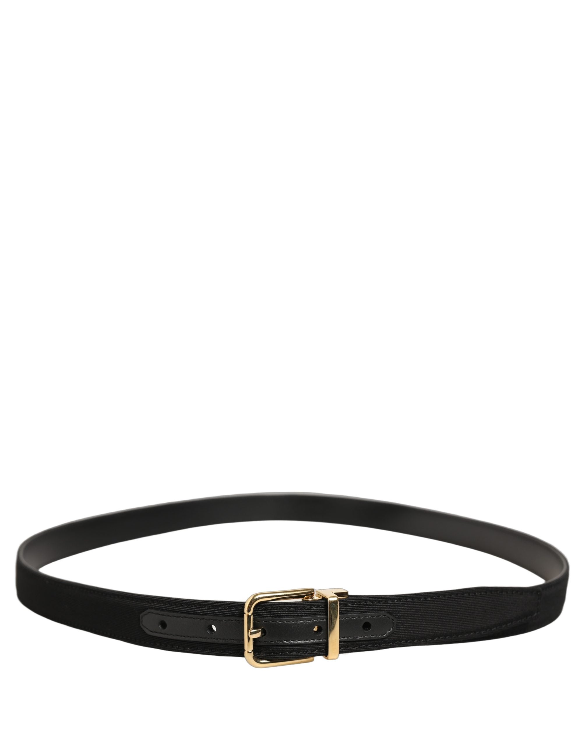 Dolce & Gabbana Black Canvas Leather Gold Metal Buckle Belt