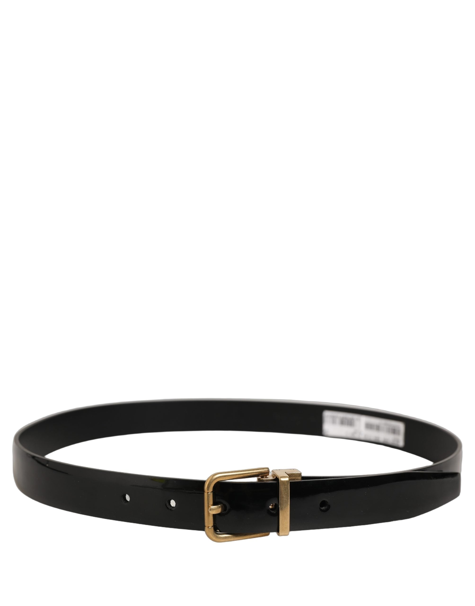 Dolce & Gabbana Black Classic Leather Gold Tone Buckle Belt
