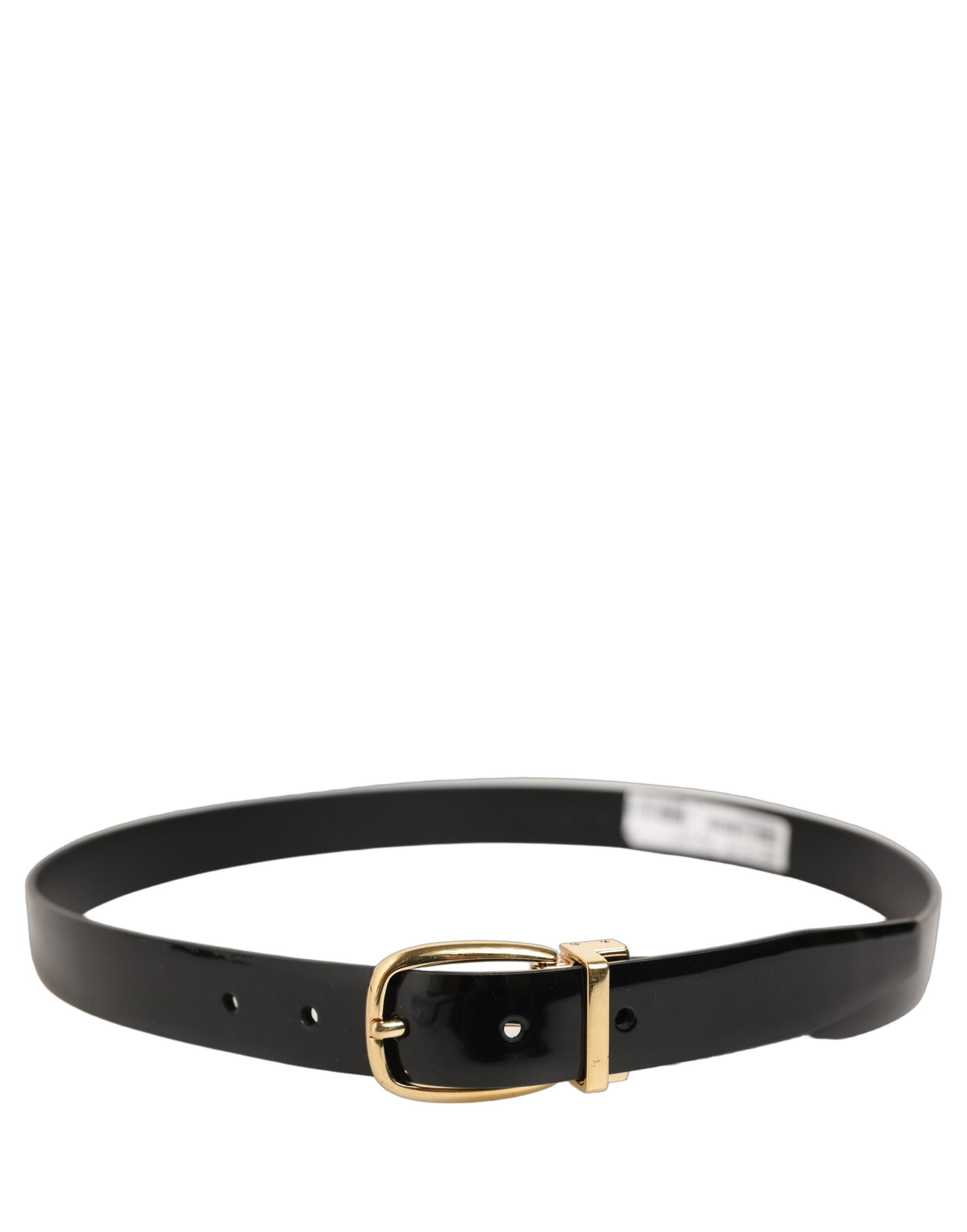 Dolce & Gabbana Black Classic Leather Gold Tone Buckle Belt