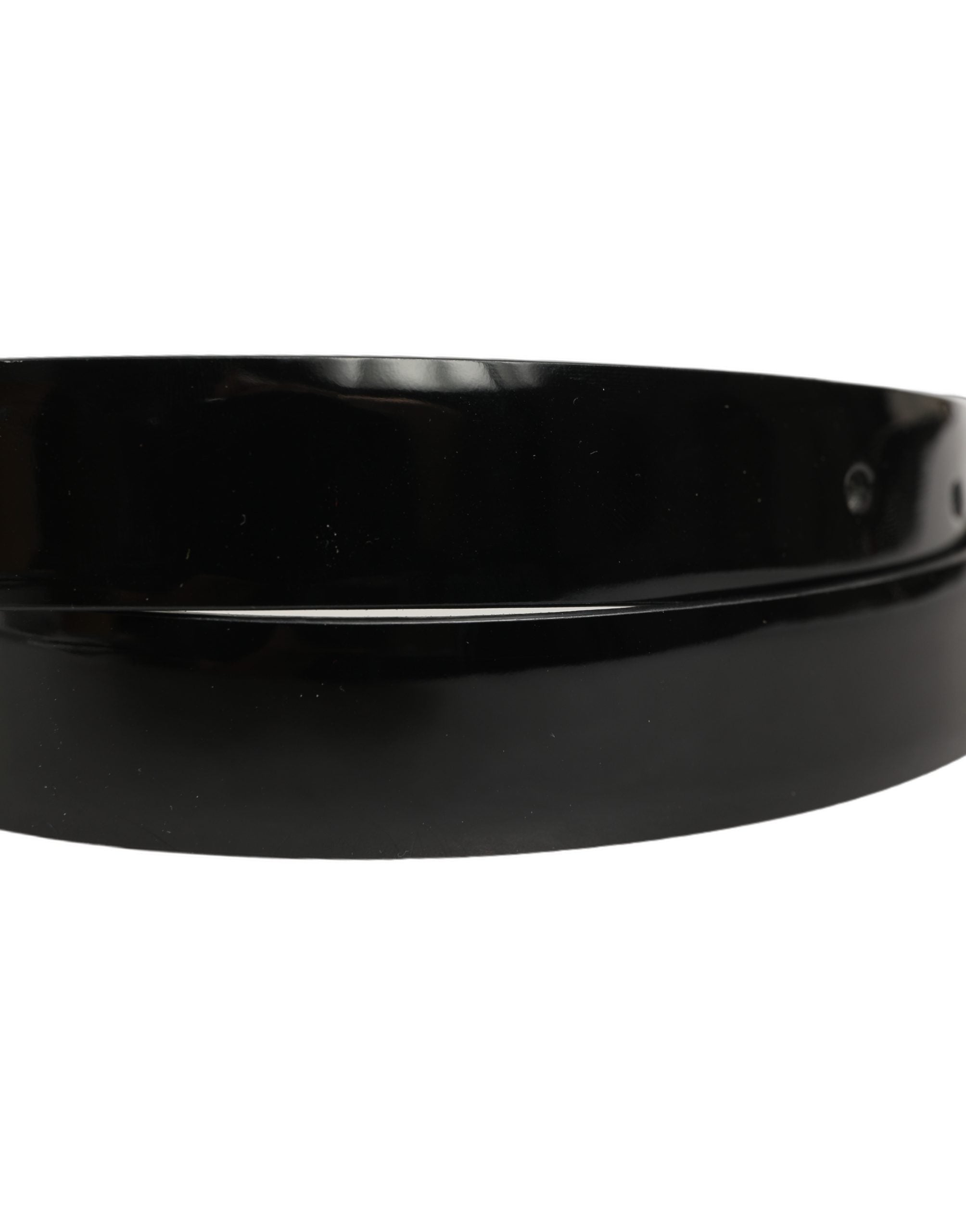 Dolce & Gabbana Black Classic Leather Gold Tone Buckle Belt