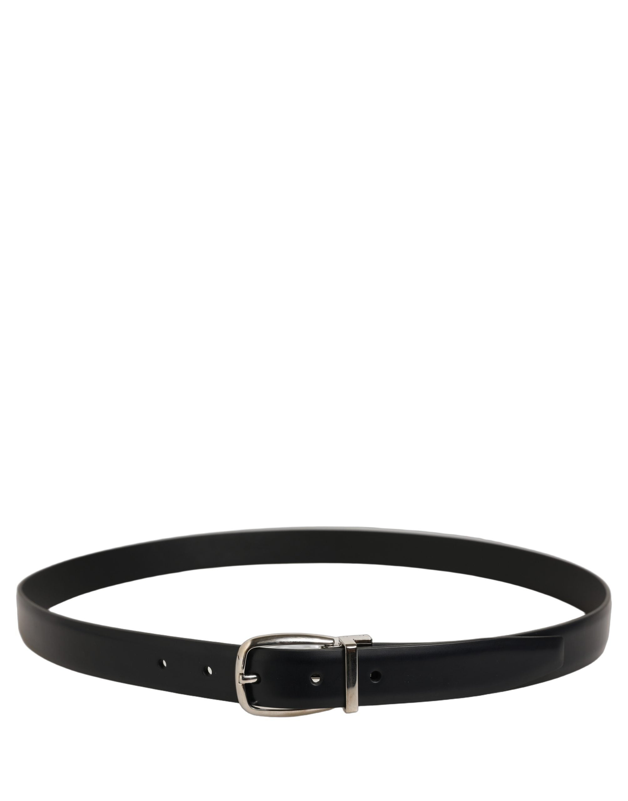 Dolce & Gabbana Blue Calf Leather Silver Metal Buckle Belt