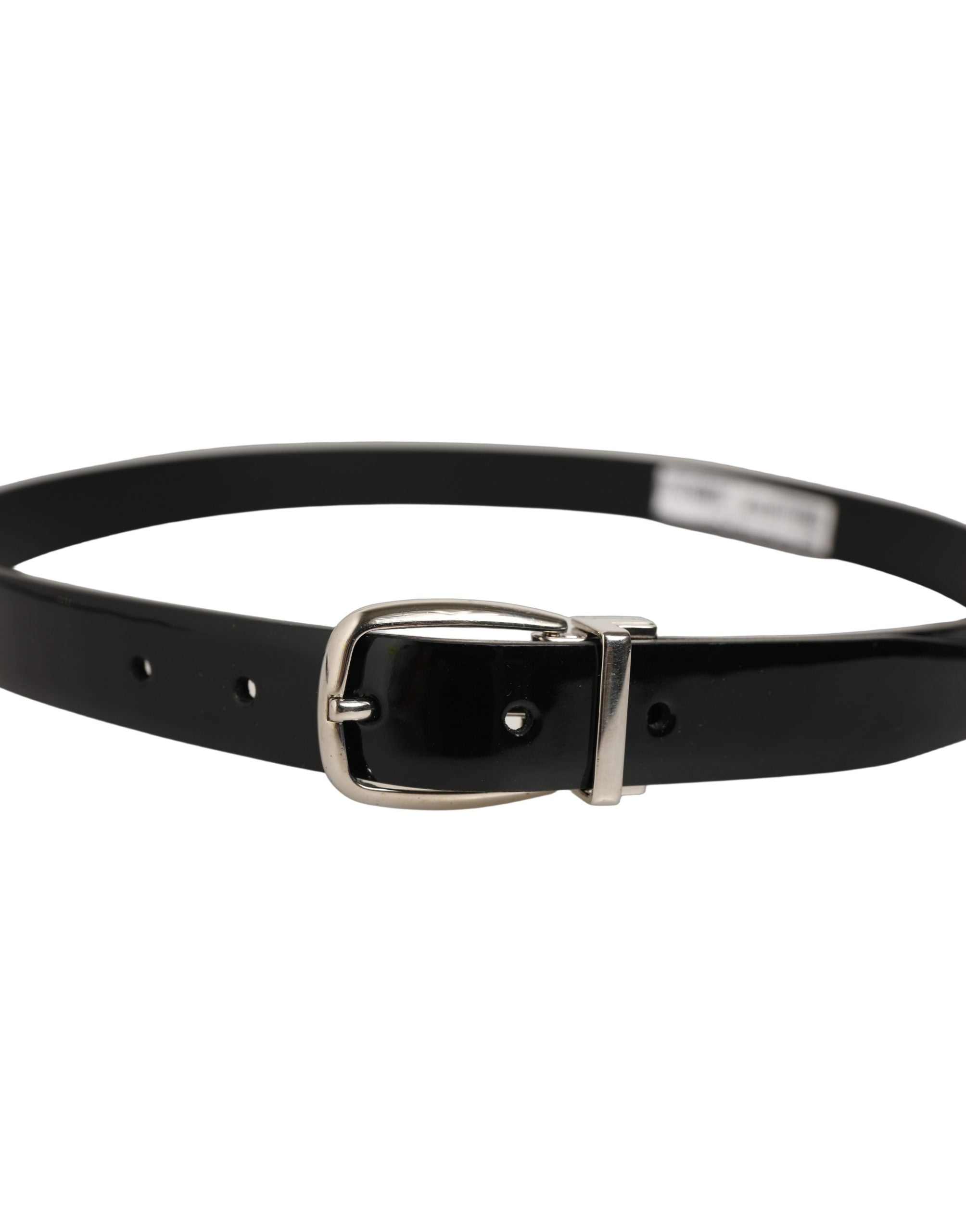 Dolce & Gabbana Black Classic Leather Silver Tone Buckle Belt