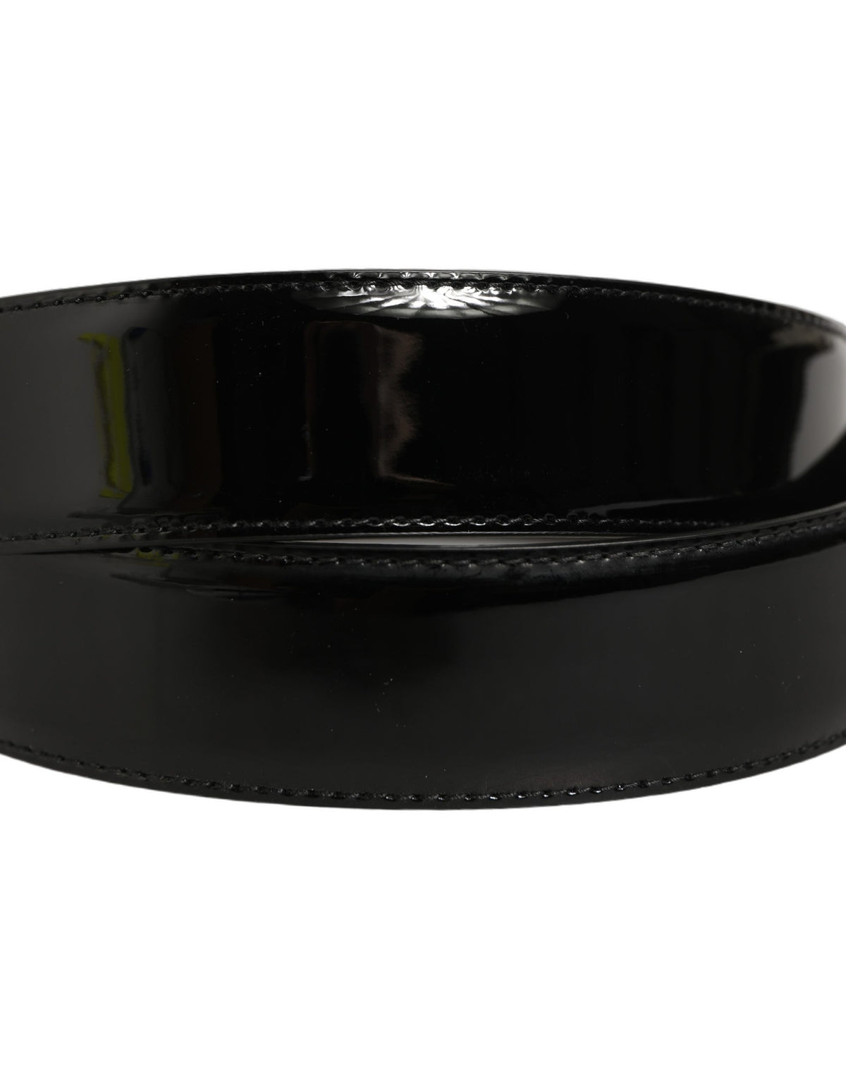 Dolce & Gabbana Black Patent Leather Silver Metal Buckle Belt