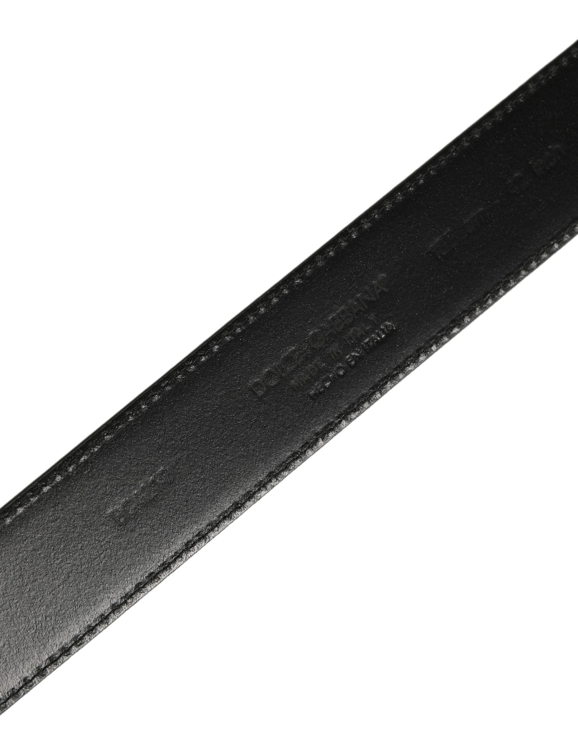 Dolce & Gabbana Black Patent Leather Silver Metal Buckle Belt
