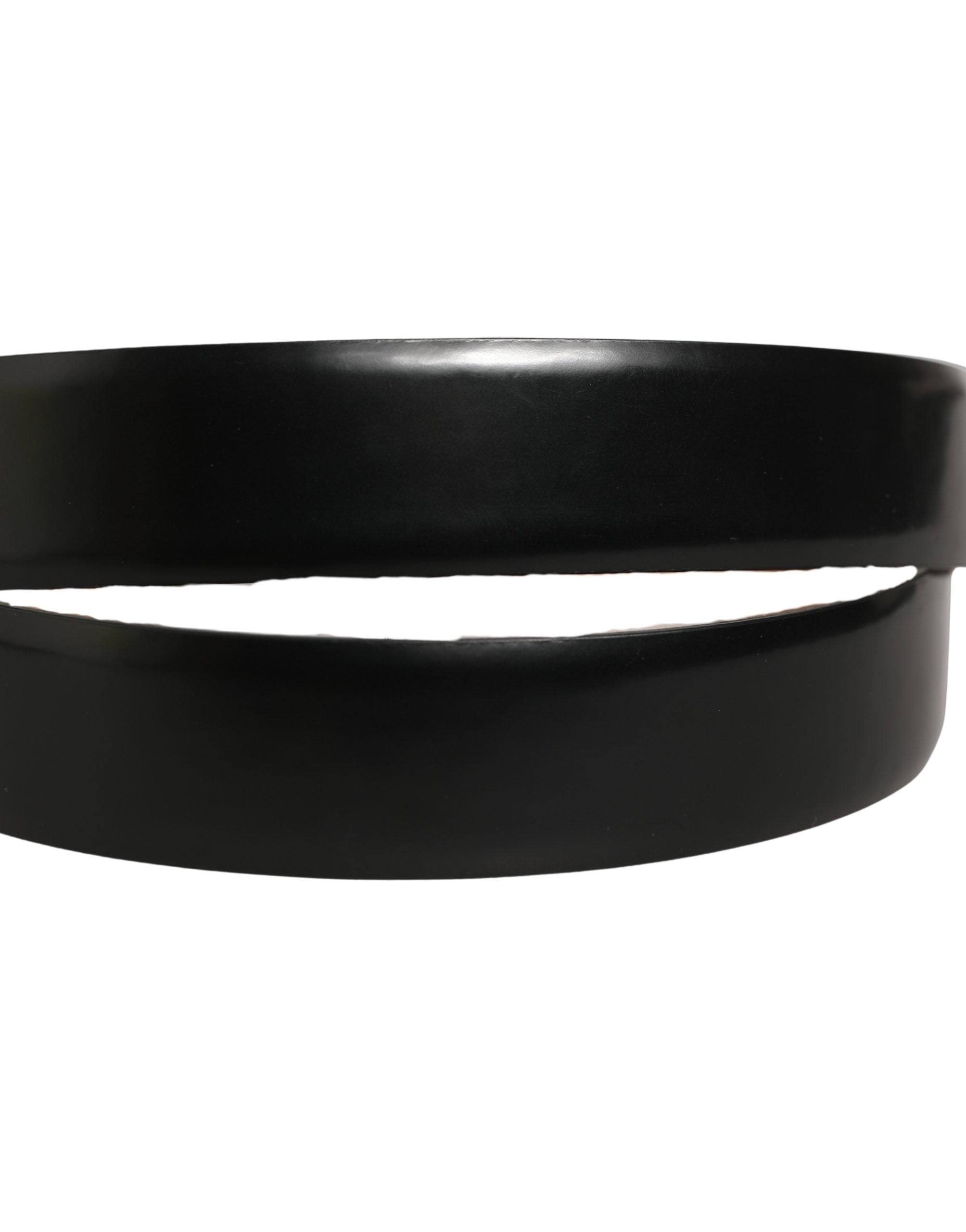 Dolce & Gabbana Black Calf Leather Silver Metal Buckle Belt