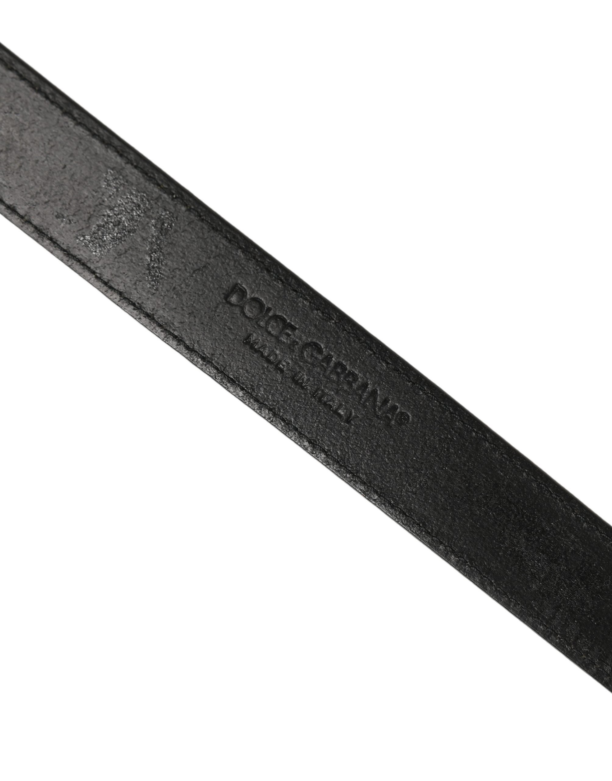 Dolce & Gabbana Men Black Calf Leather Gold Metal Buckle Belt