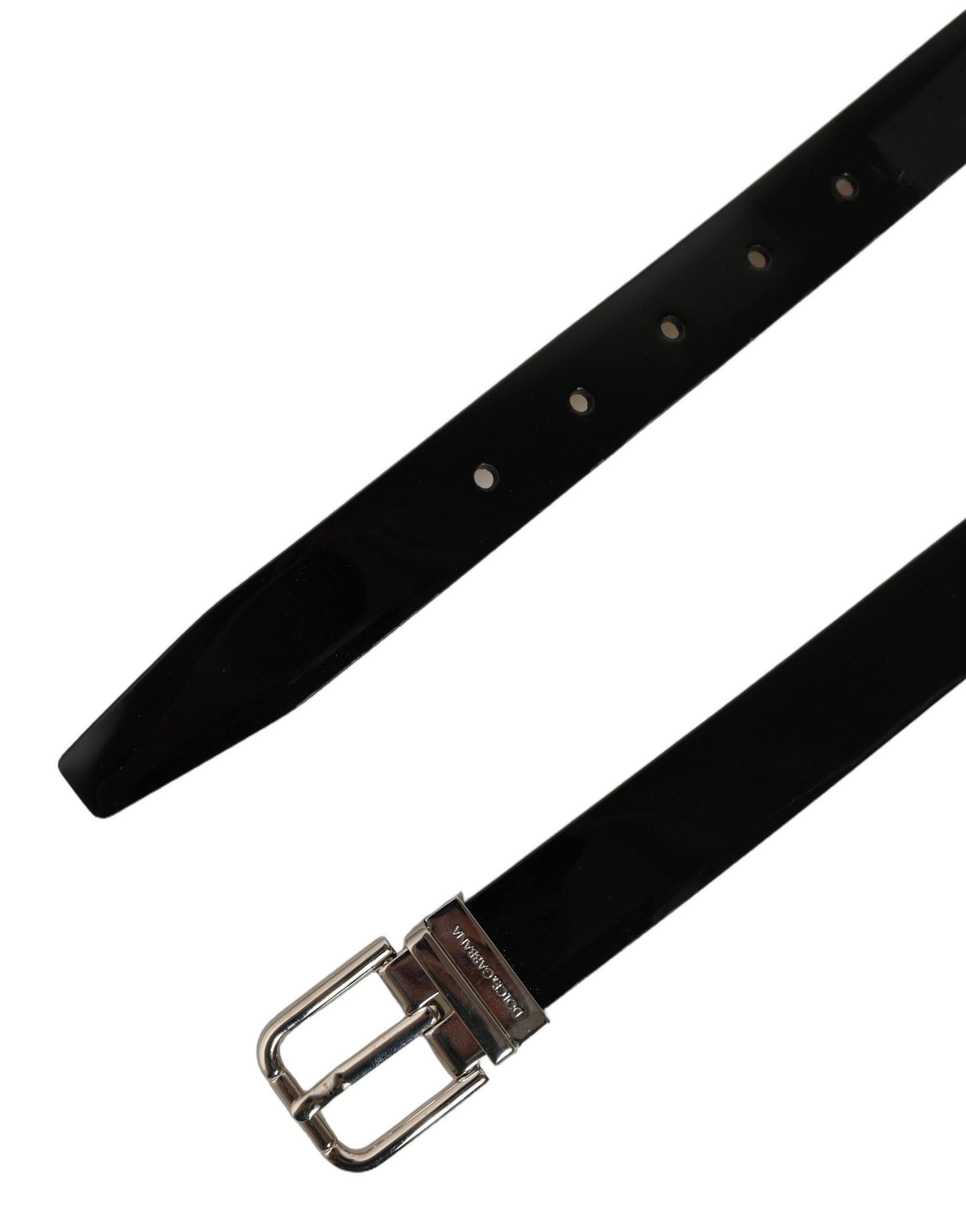 Dolce & Gabbana Black Classic Leather Silver Tone Buckle Belt