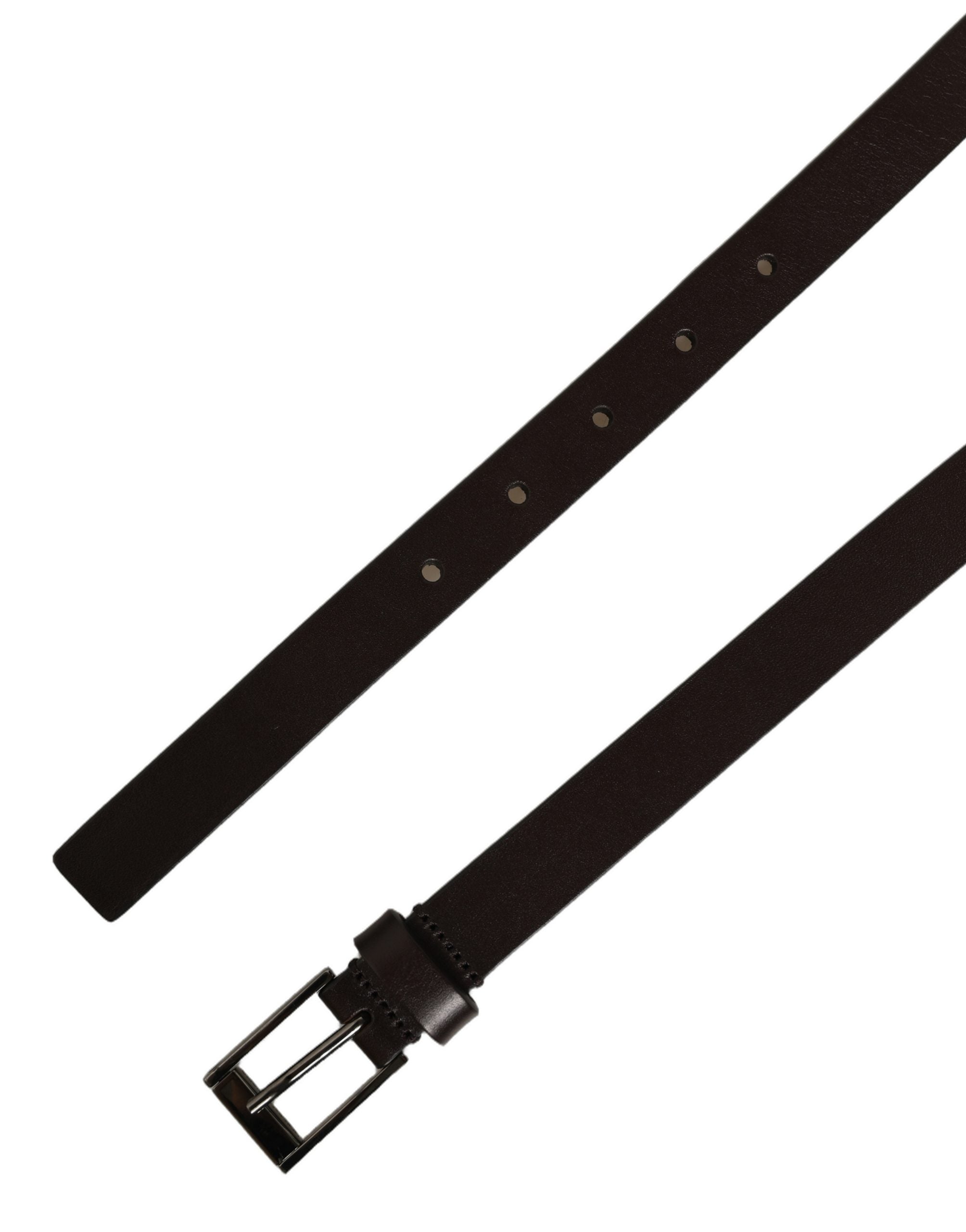 Dolce & Gabbana Brown Leather Double Wrap Metal Buckle Belt