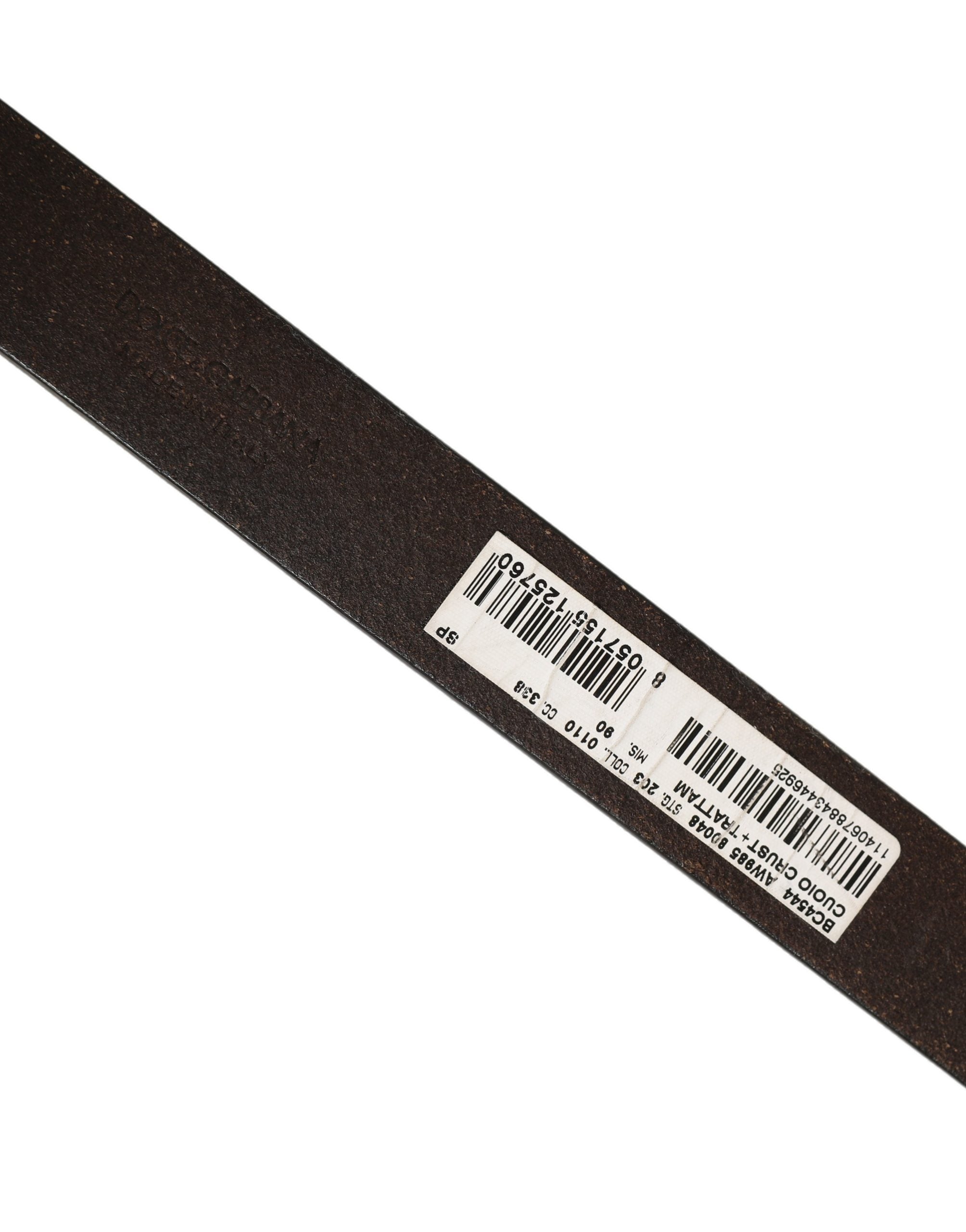 Dolce & Gabbana Brown Leather Silver Tone Metal Buckle Belt
