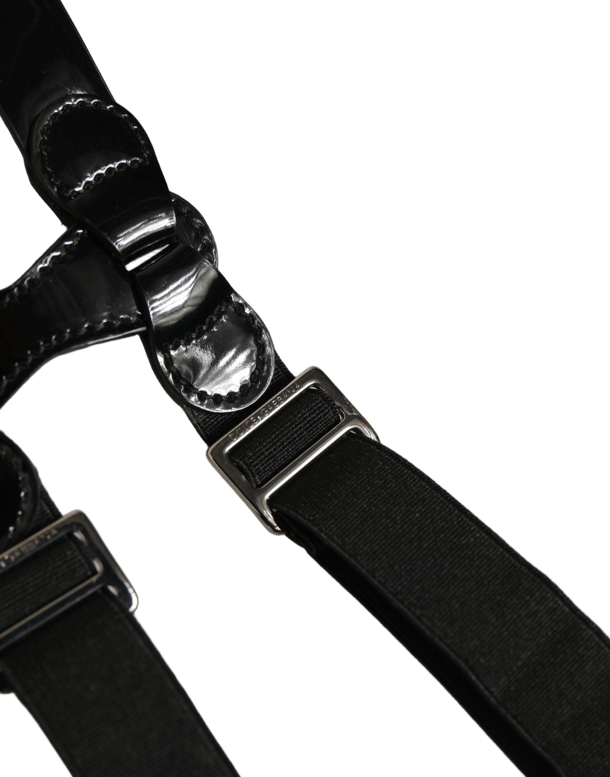 Dolce & Gabbana Black Adjustable Silver Metal Clips Suspenders