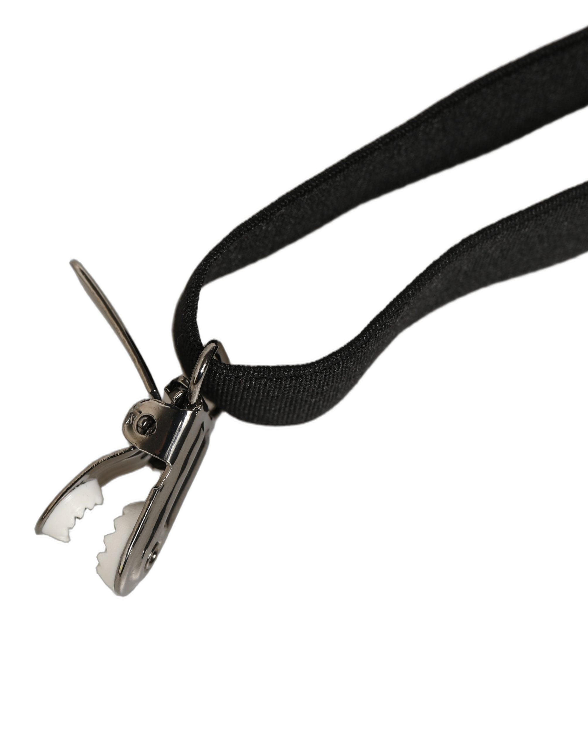 Dolce & Gabbana Black Adjustable Silver Metal Clips Suspenders