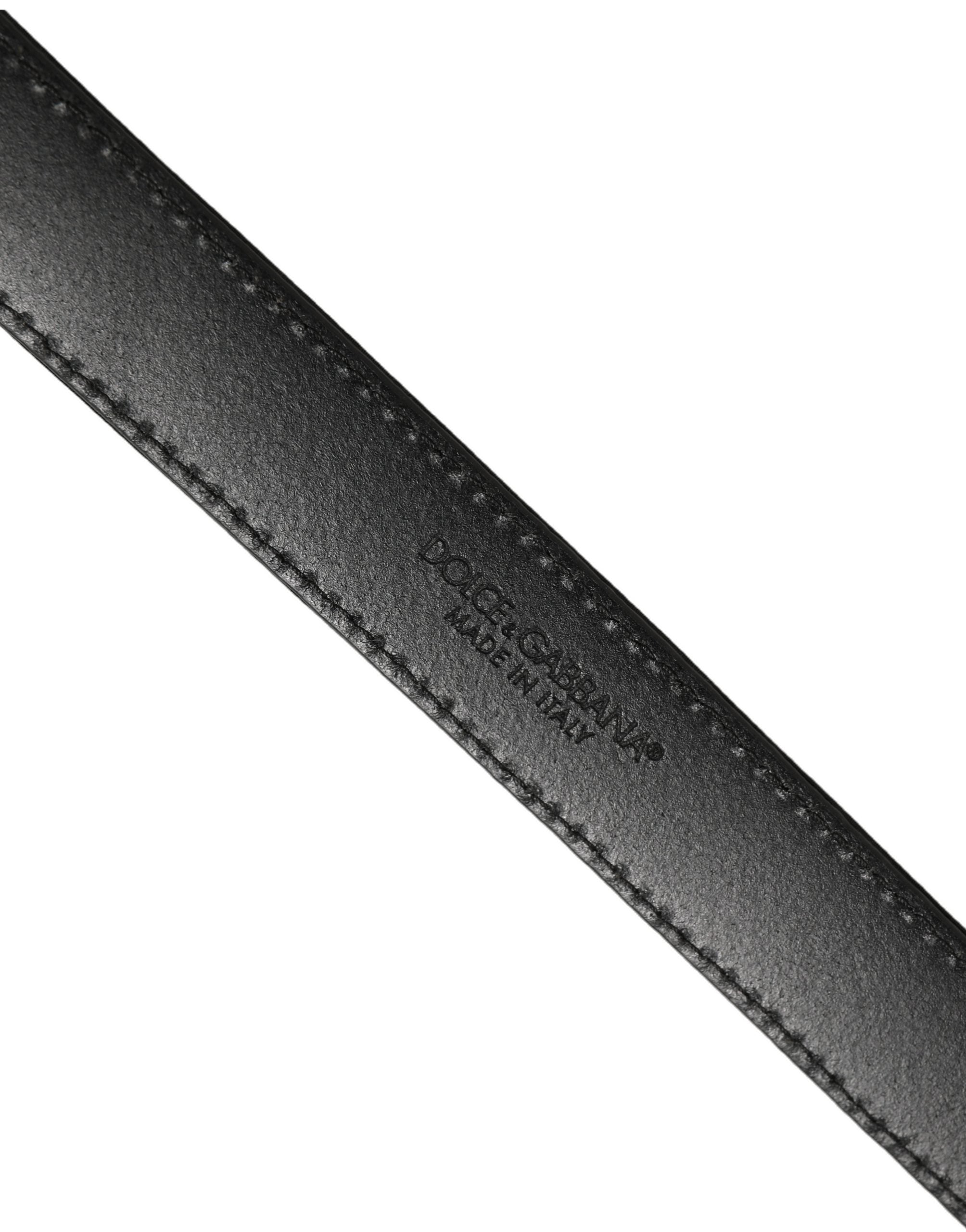 Dolce & Gabbana Black Canvas Leather Gold Metal Buckle Belt