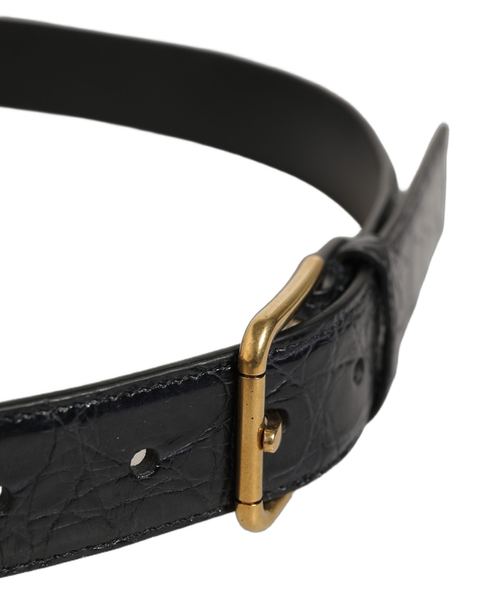 Dolce & Gabbana Beige Black Woven Leather Metal Buckle Belt