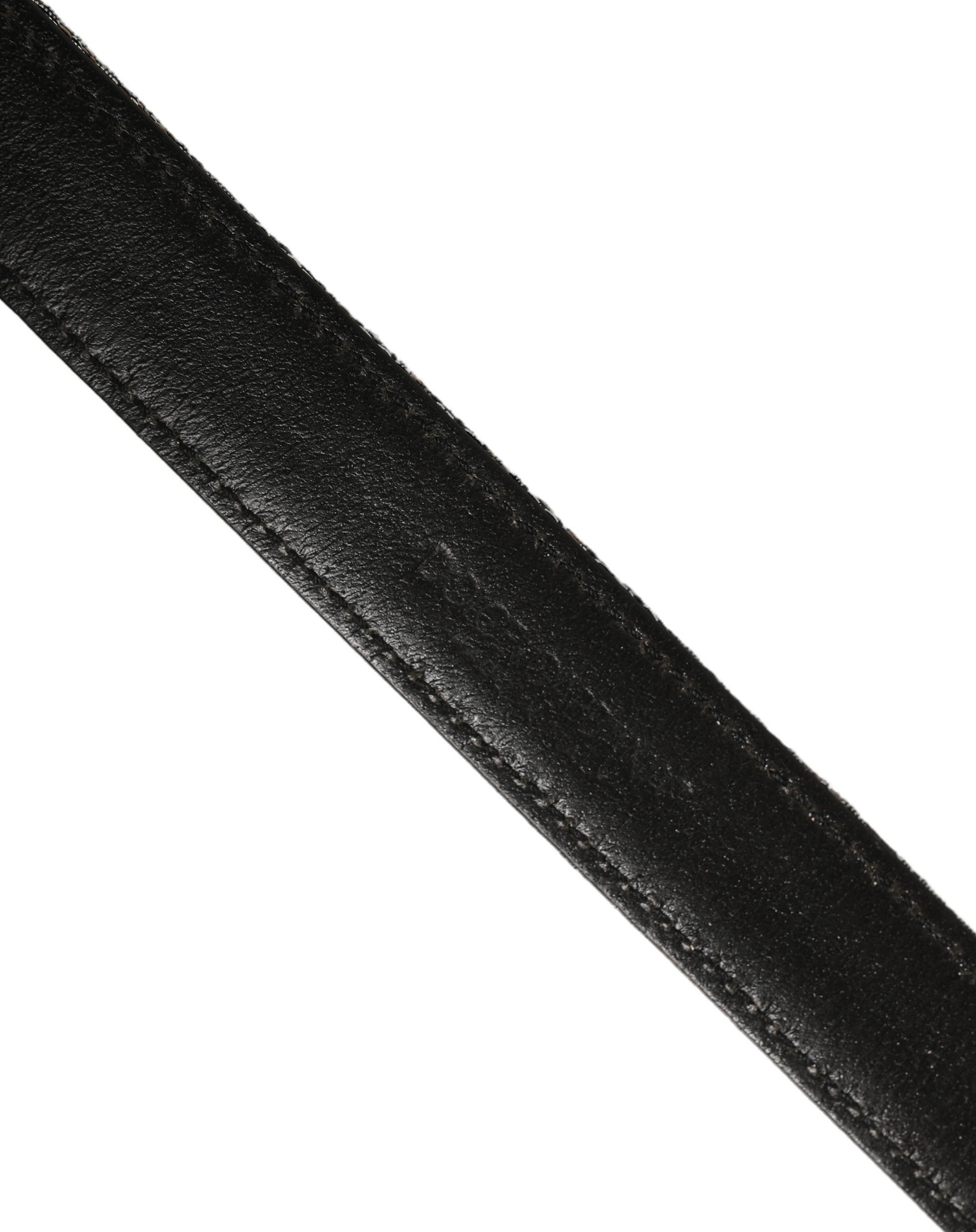 Dolce & Gabbana Silver Black Floral Jacquard Metal Buckle Belt