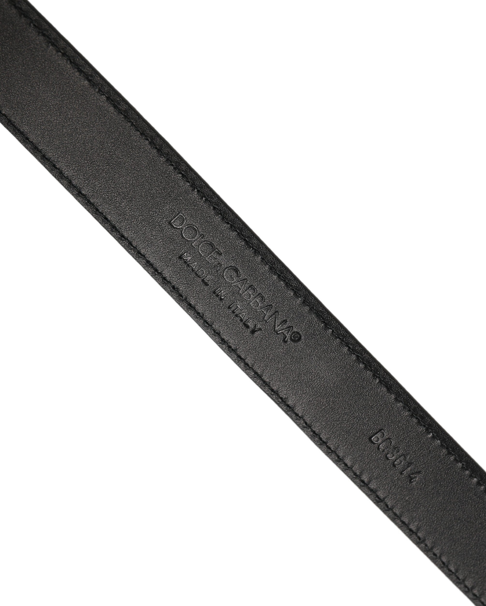 Dolce & Gabbana Men Black Leather Gold Tone Metal Buckle Belt