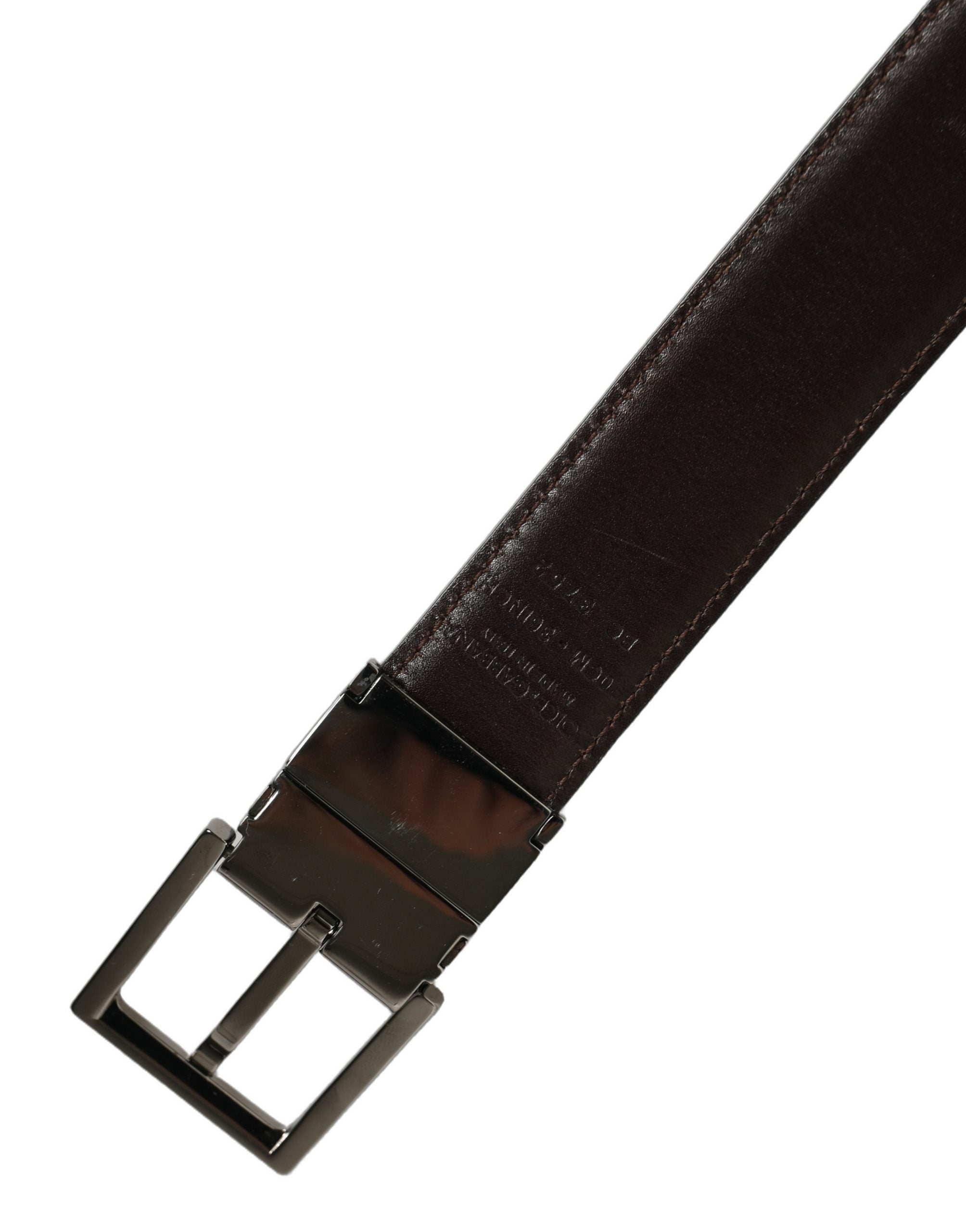 Dolce & Gabbana Black Classic Leather Silver Tone Buckle Belt