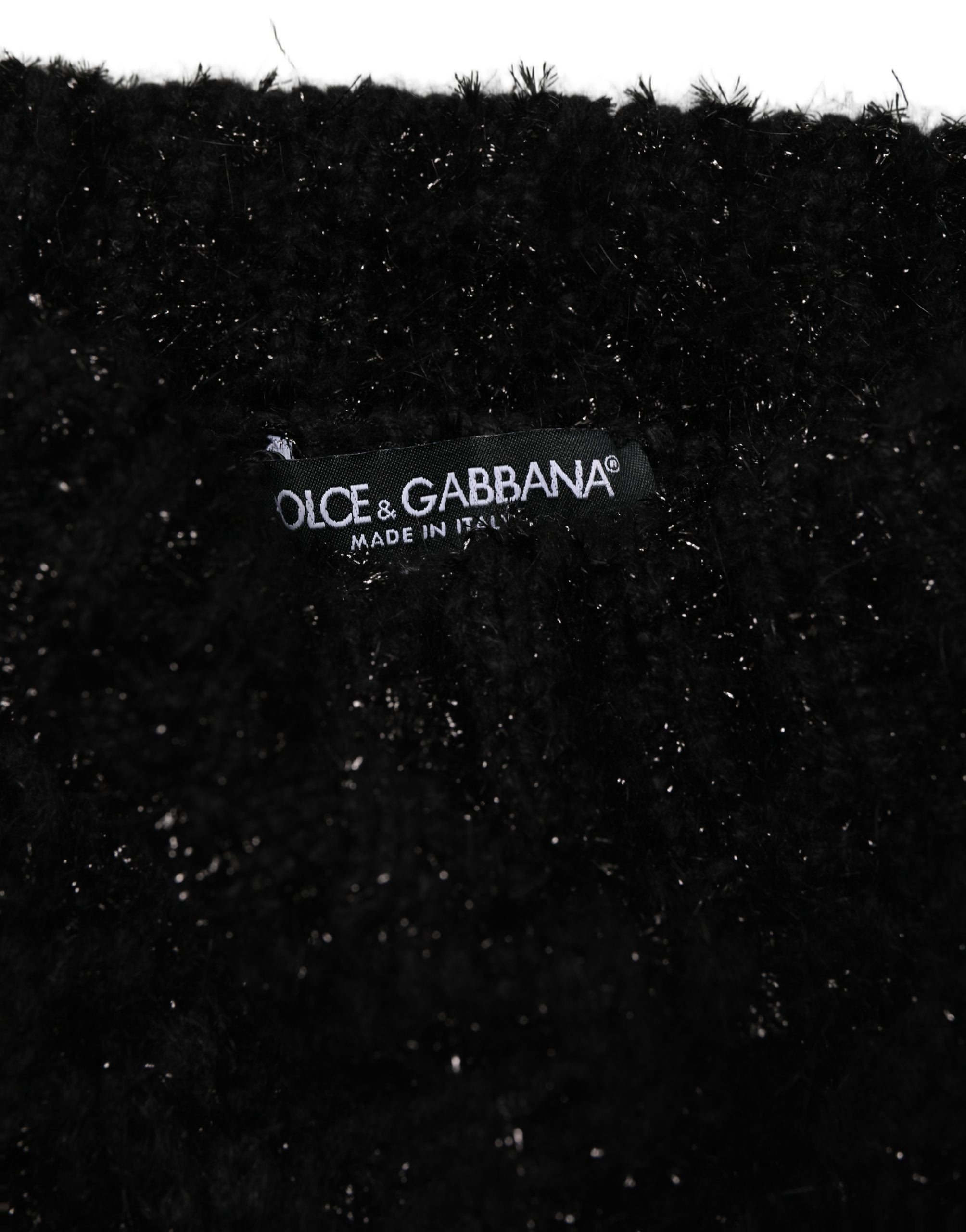 Dolce & Gabbana Men Black Cashmere Knitted Neck Warmer Scarf