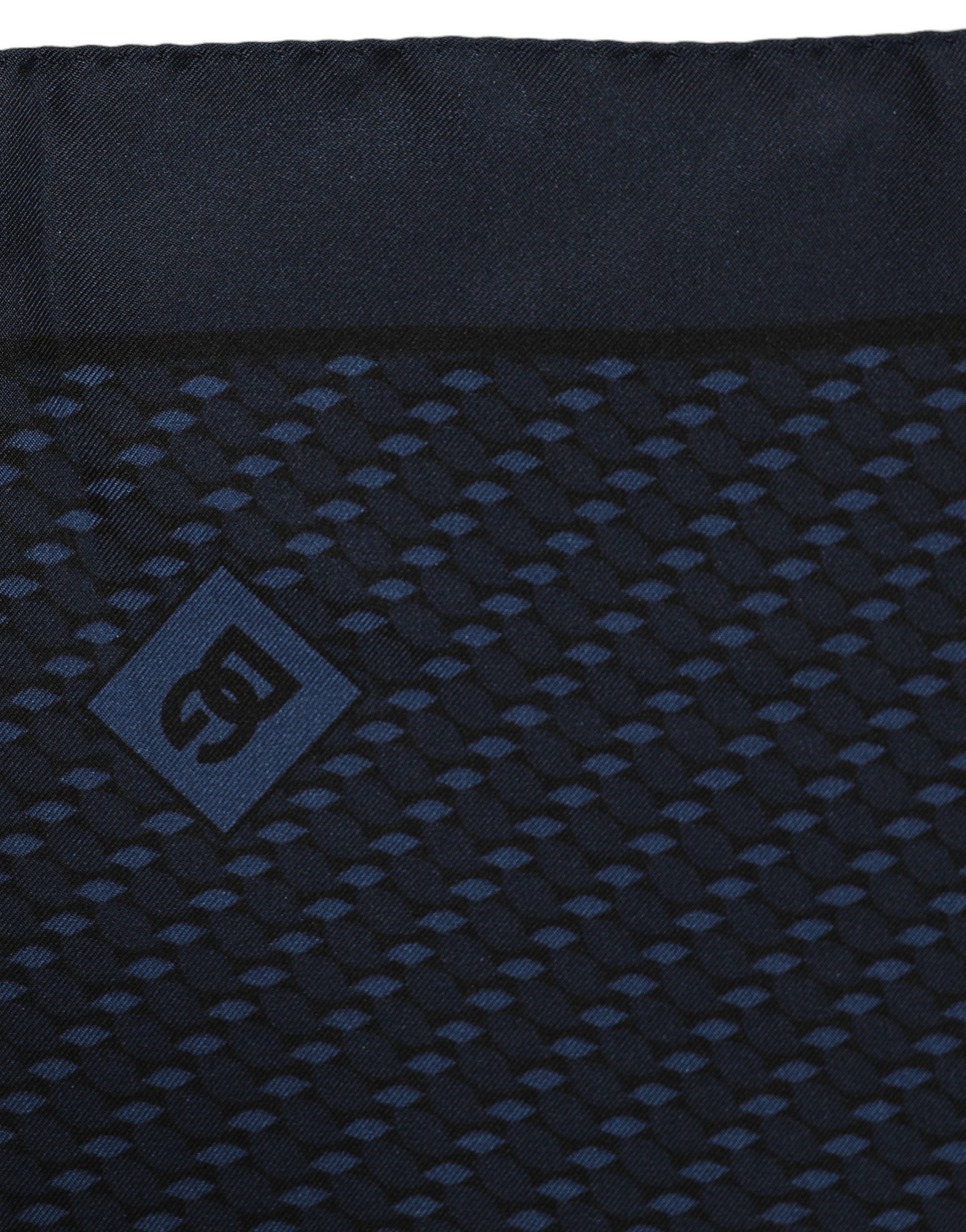 Dolce & Gabbana Dark Blue Silk Pocket Square Foulard Scarf