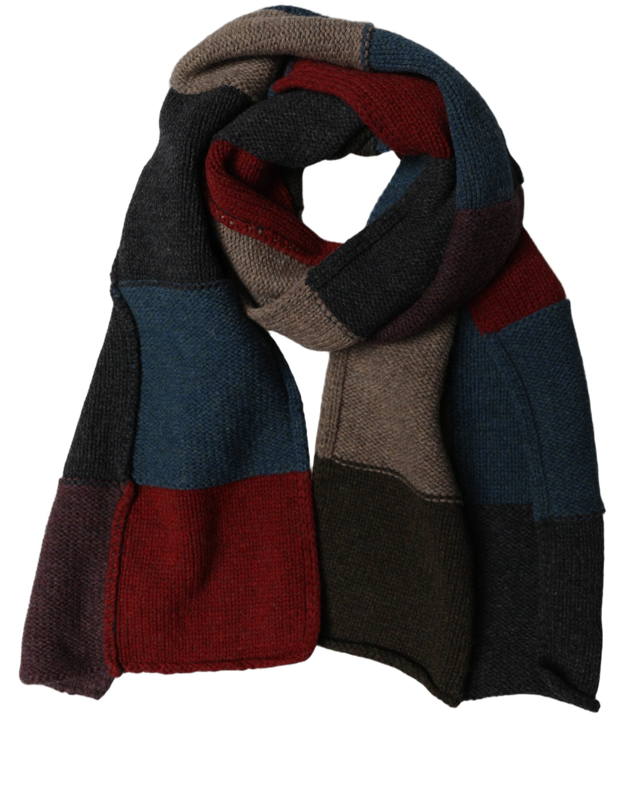 Dolce & Gabbana Multicolor Patchwork Knitted Foulard Scarf