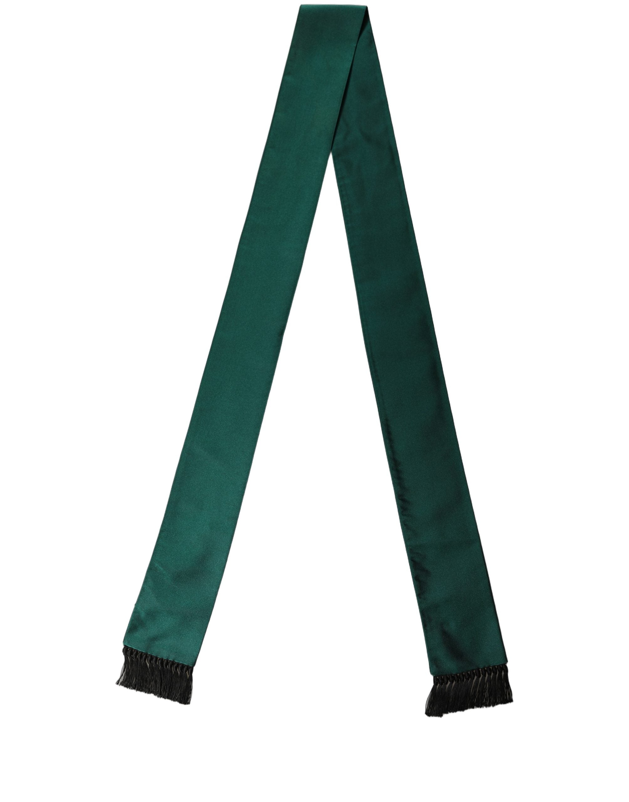 Dolce & Gabbana Men Green Satin Silk Fringed Lace Stole