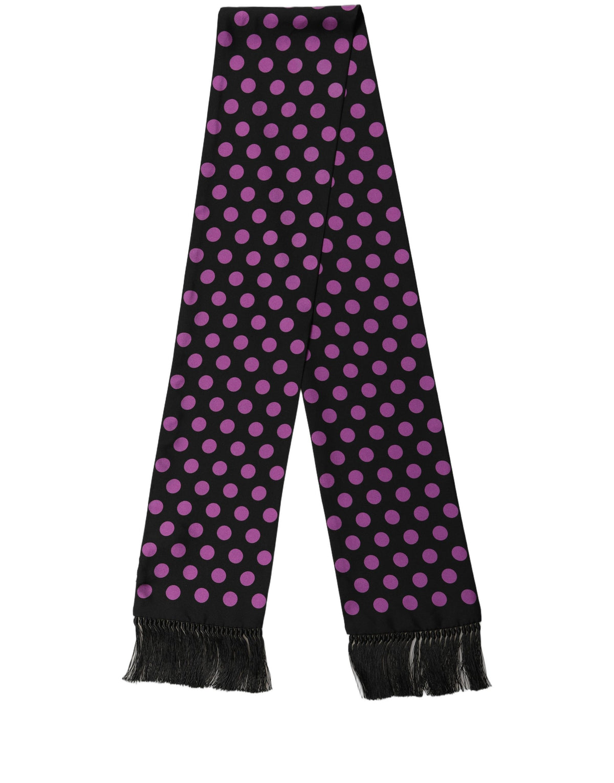 Dolce & Gabbana Men Black Purple Polka Dot Fringed Lace Stole Scarf