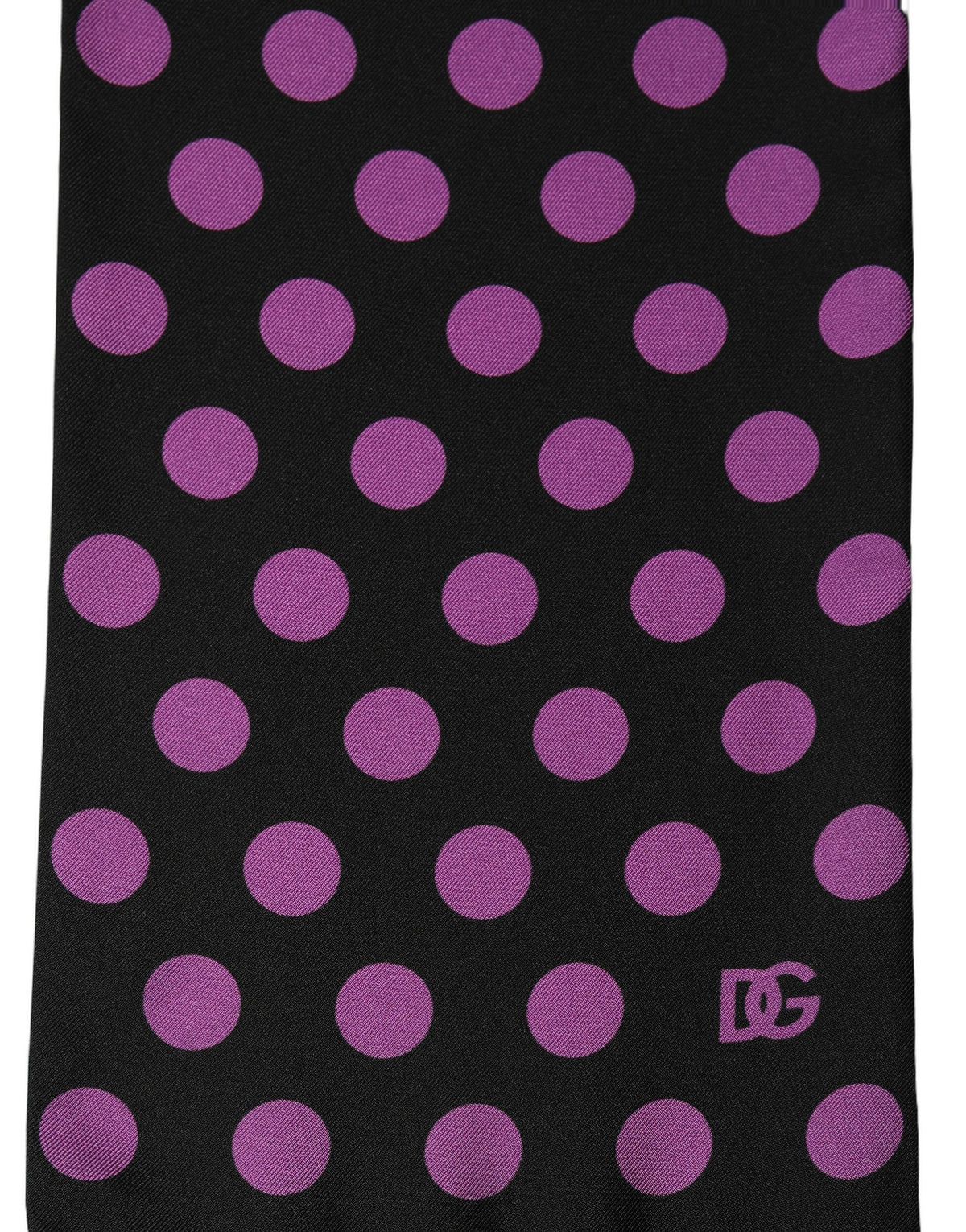 Dolce & Gabbana Men Black Purple Polka Dot Fringed Lace Stole Scarf