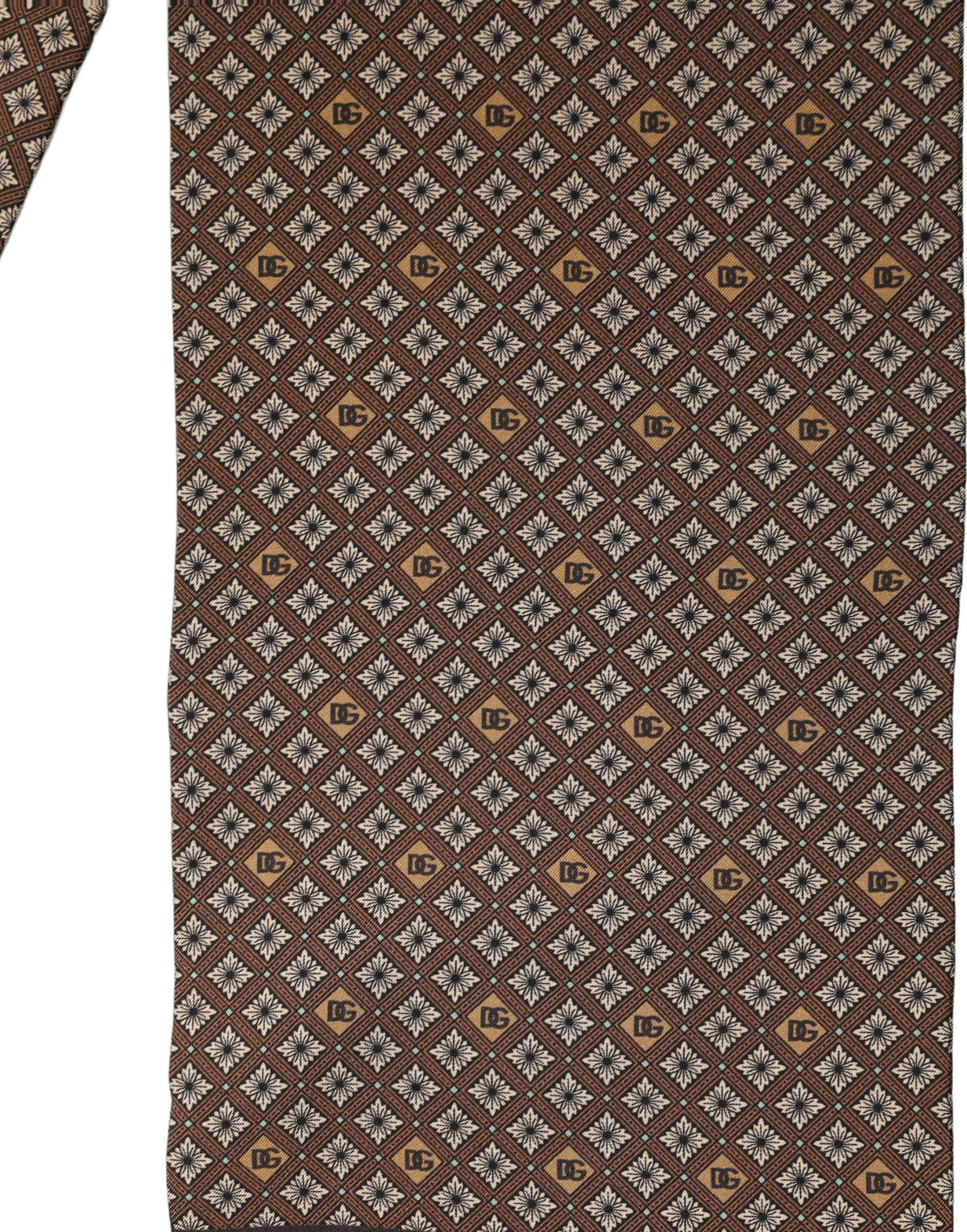 Dolce & Gabbana Brown Geometric Silk Men Neck Shawl Scarf