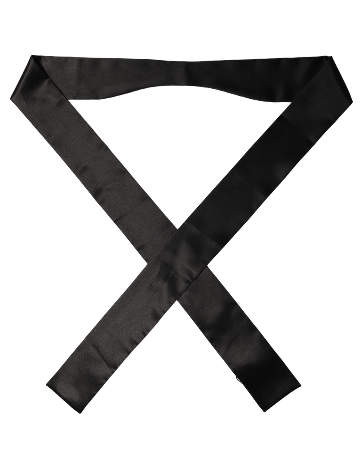 Dolce & Gabbana Men Black Satin Silk Skinny Neck Shawl Scarf