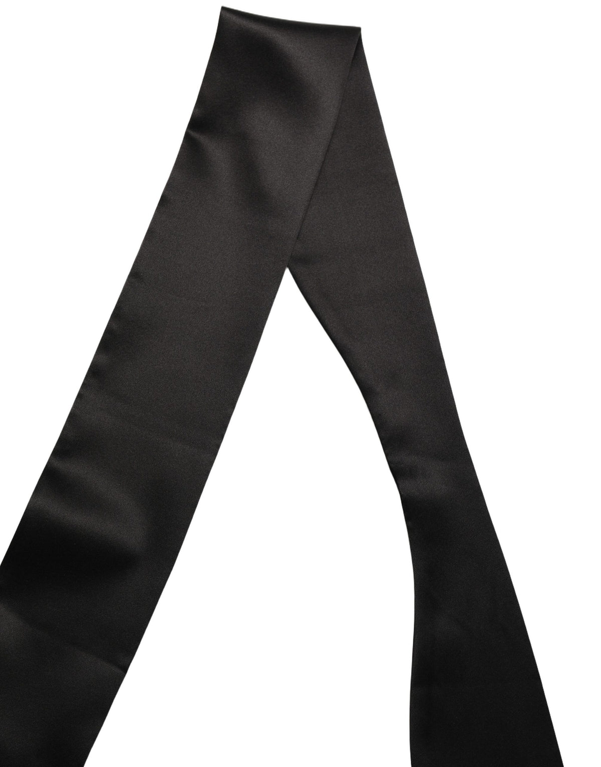 Dolce & Gabbana Men Black Satin Silk Skinny Neck Shawl Scarf