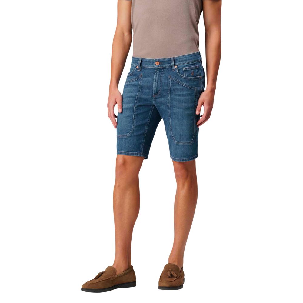 Jeckerson Blue Recycled Cotton Bermuda Shorts