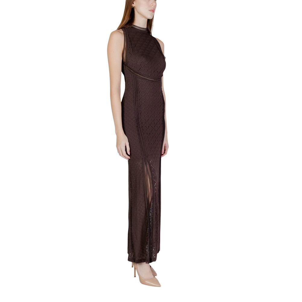 Guess Brown Polyamide Long Dress