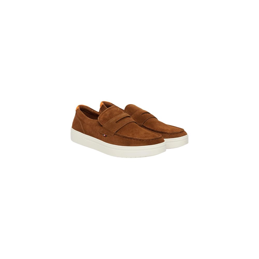Tommy Hilfiger Brown Suede Leather Slip-On Loafers