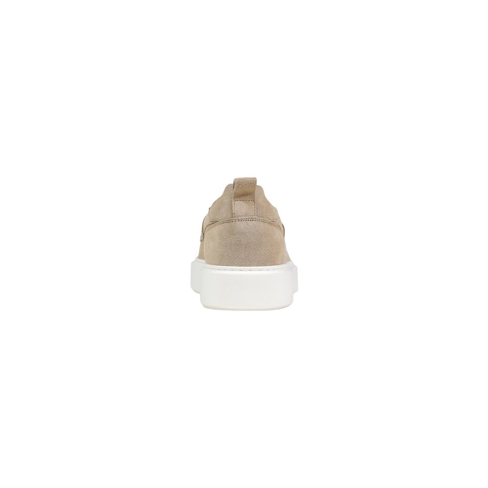 Antony Morato Beige Leather Slip-On Loafers