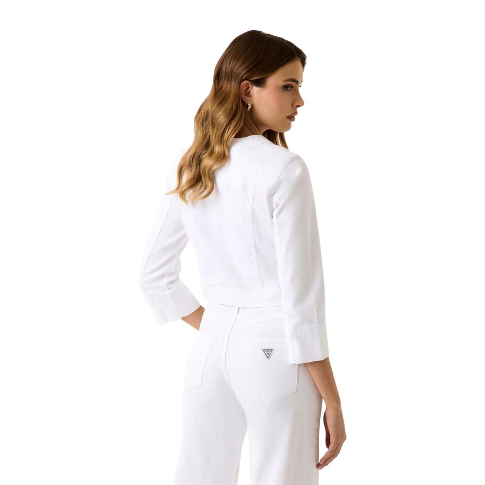 Guess White Cotton Full-Length Jacket