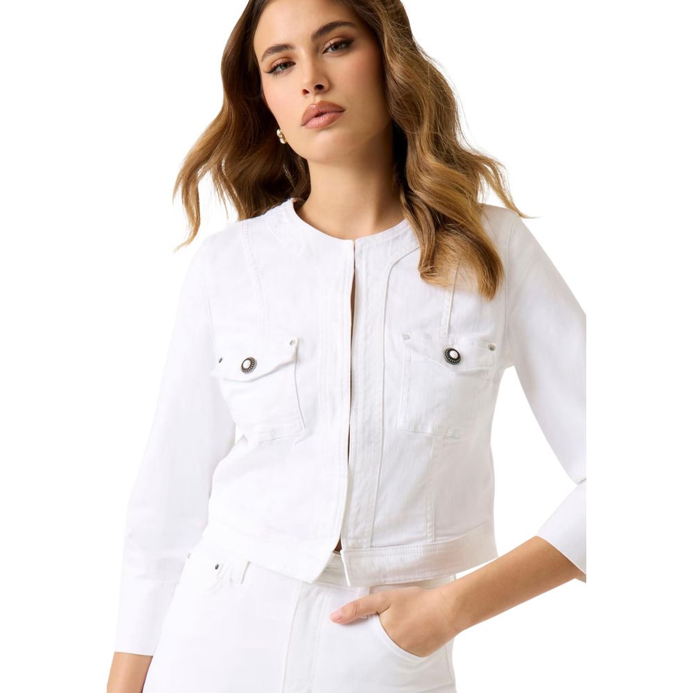 Guess White Cotton Full-Length Jacket