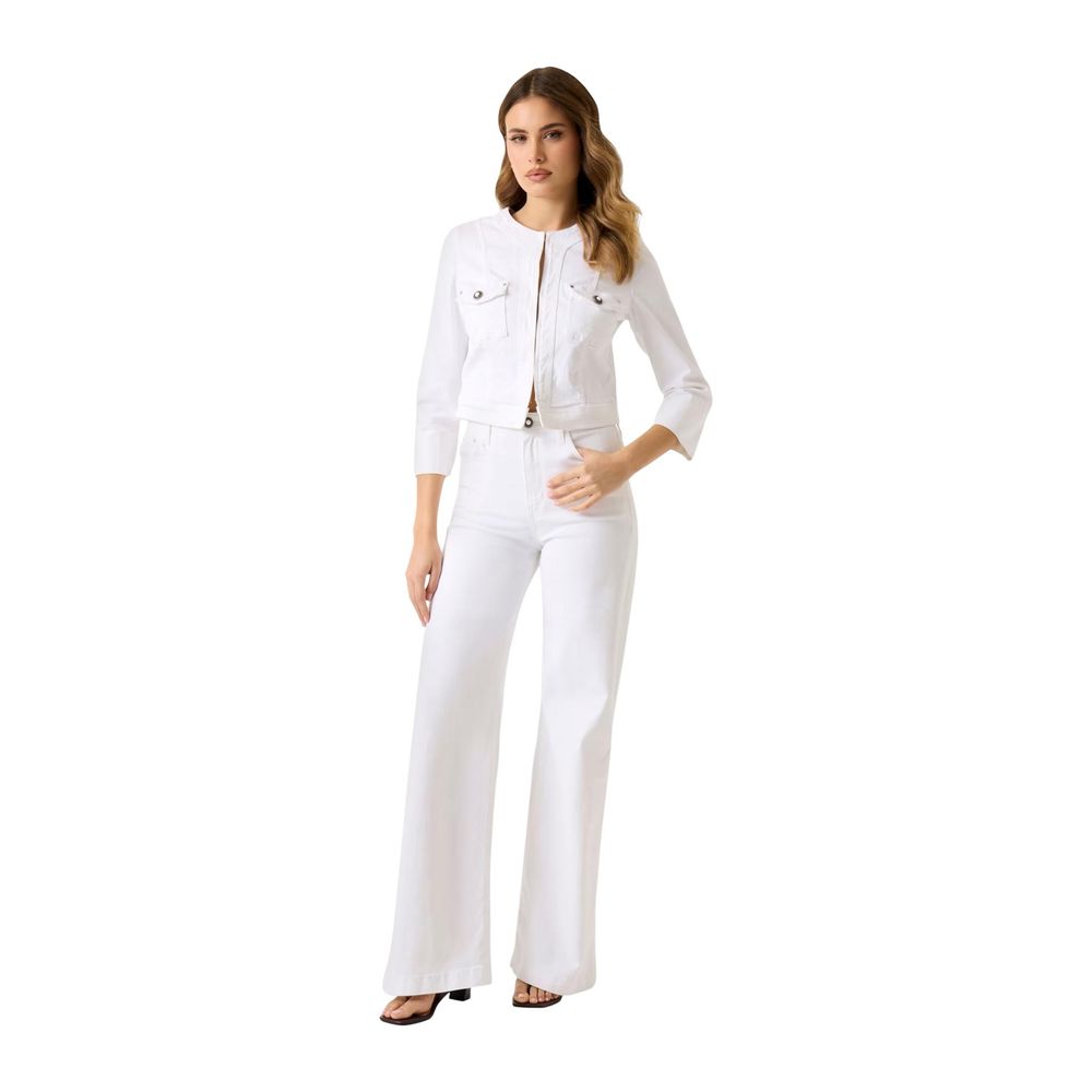 Guess White Cotton Full-Length Jacket