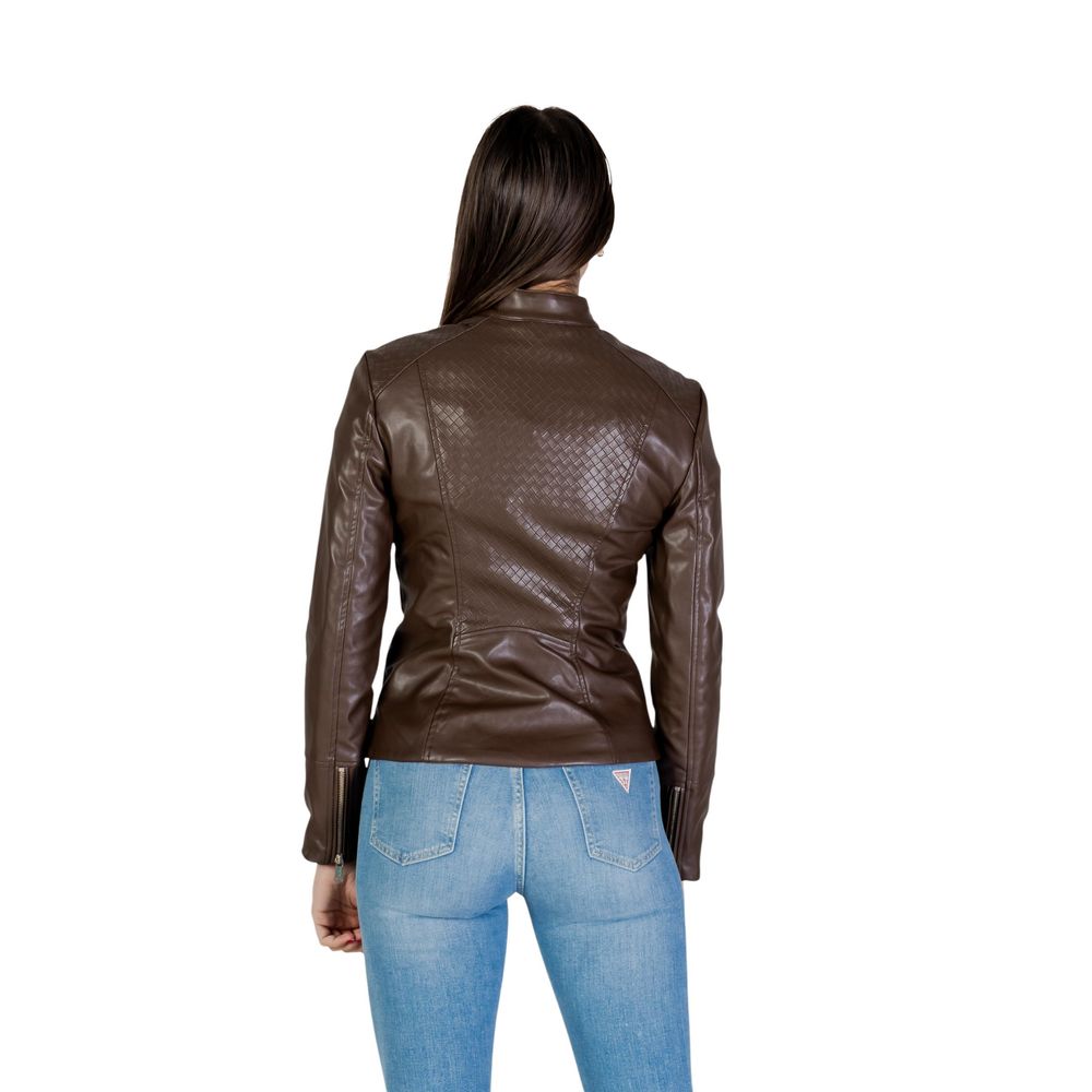 Guess Brown Polyethylene Biker Jacket