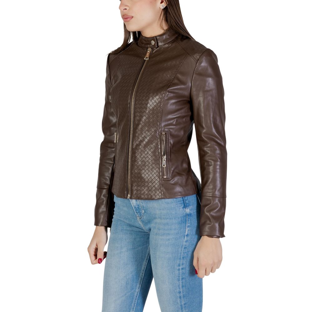 Guess Brown Polyethylene Biker Jacket