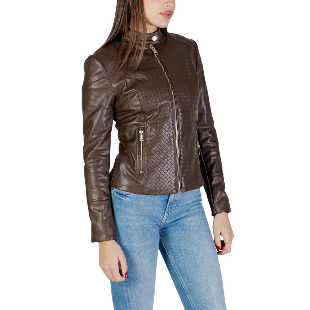 Guess Brown Polyethylene Biker Jacket