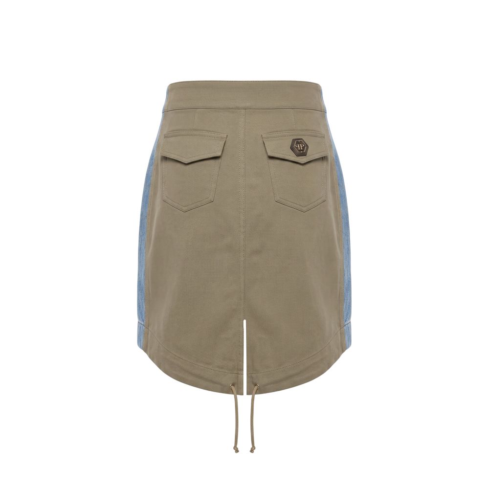 Philipp Plein Blue Cotton Women Skirt