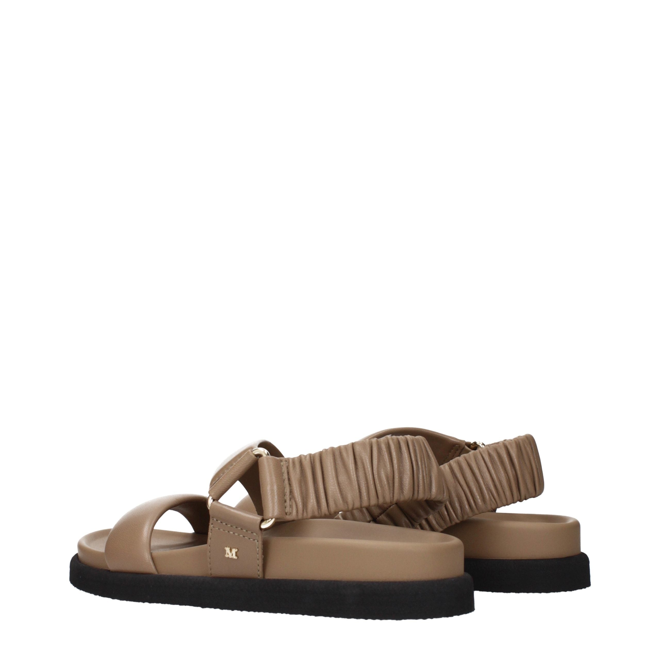 Max Mara Brown Leather Flat Sandals