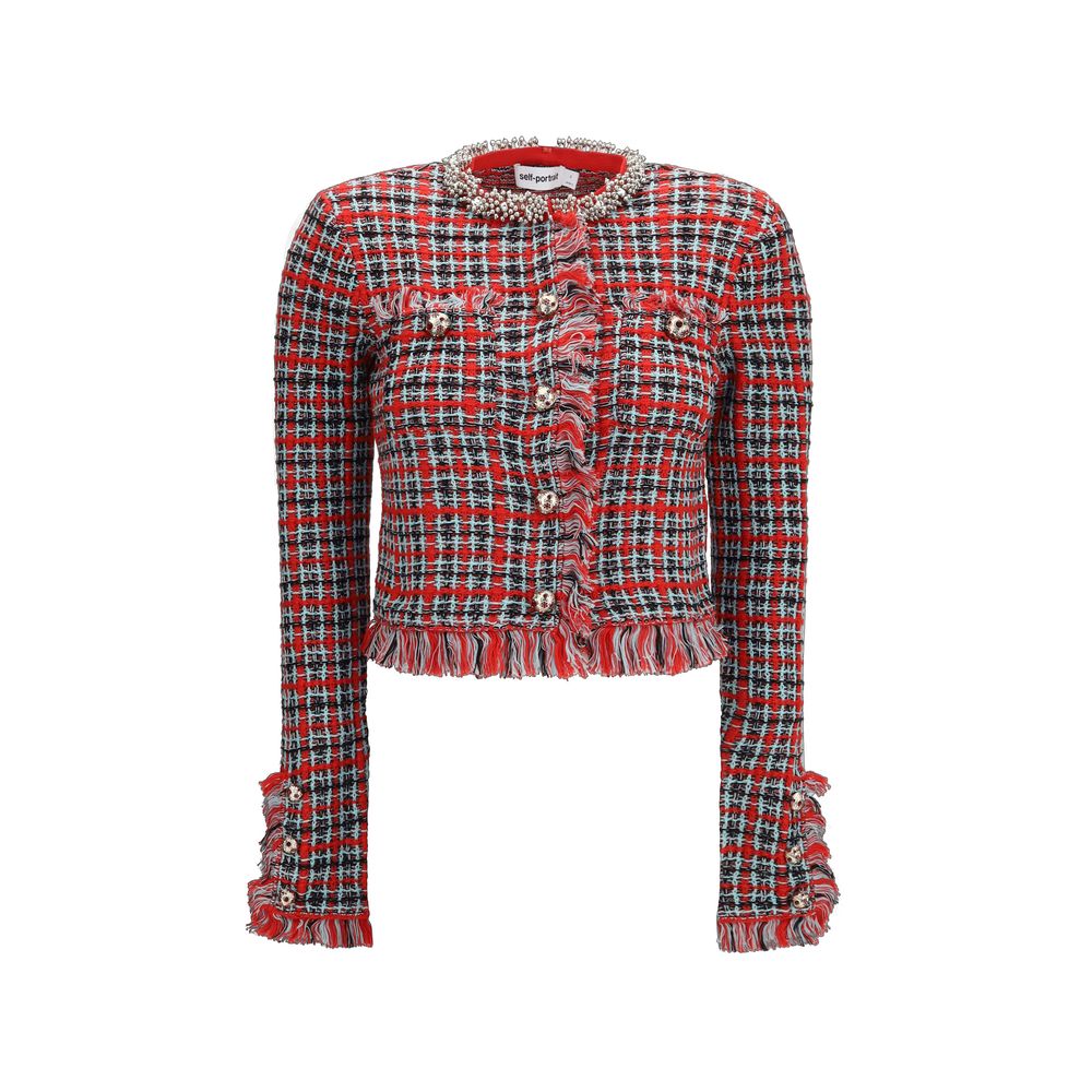 Self-Portrait Red Cotton Full-Length Jacket