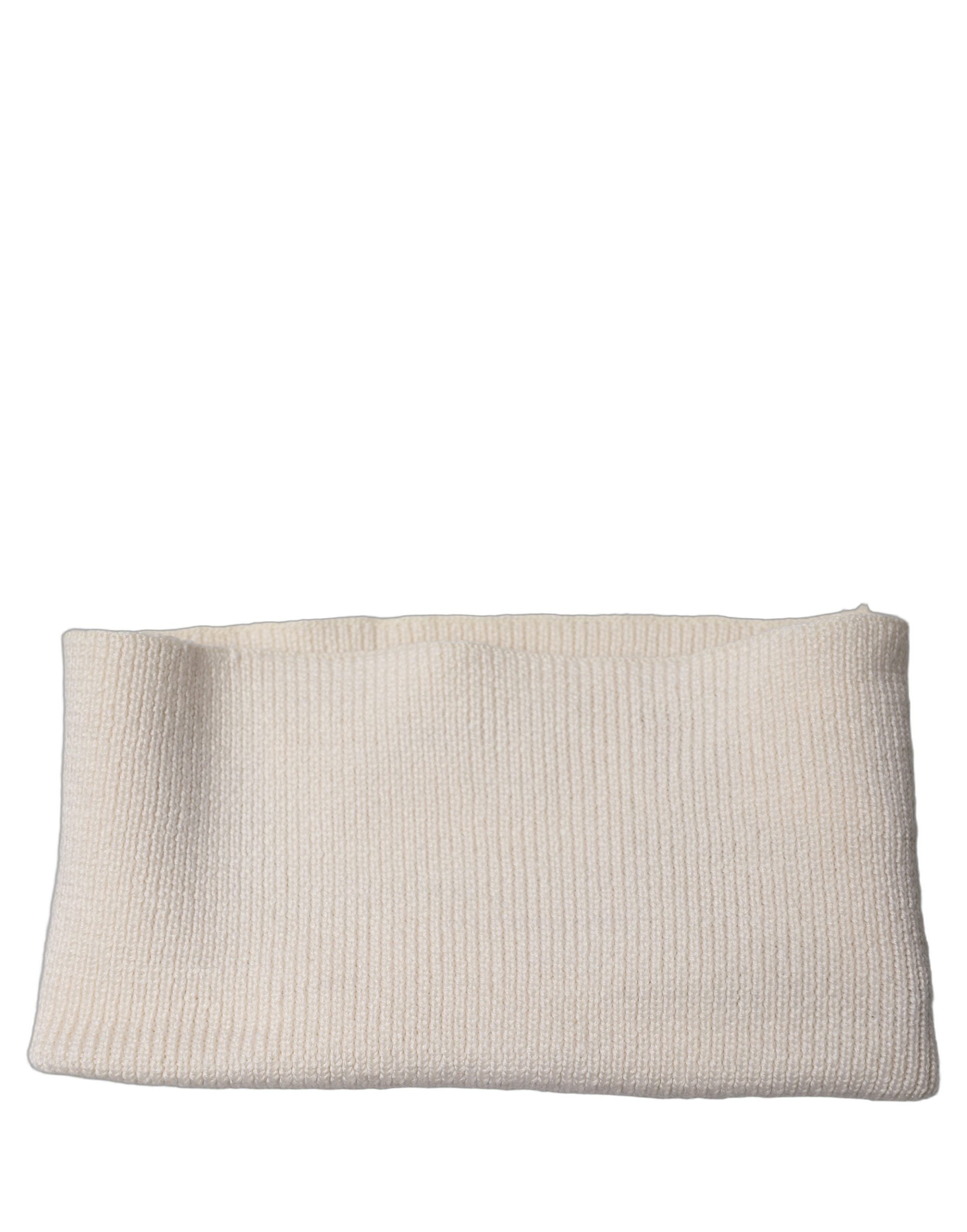 Dolce & Gabbana Men White Polyester Knitted Neck Warmer Scarf