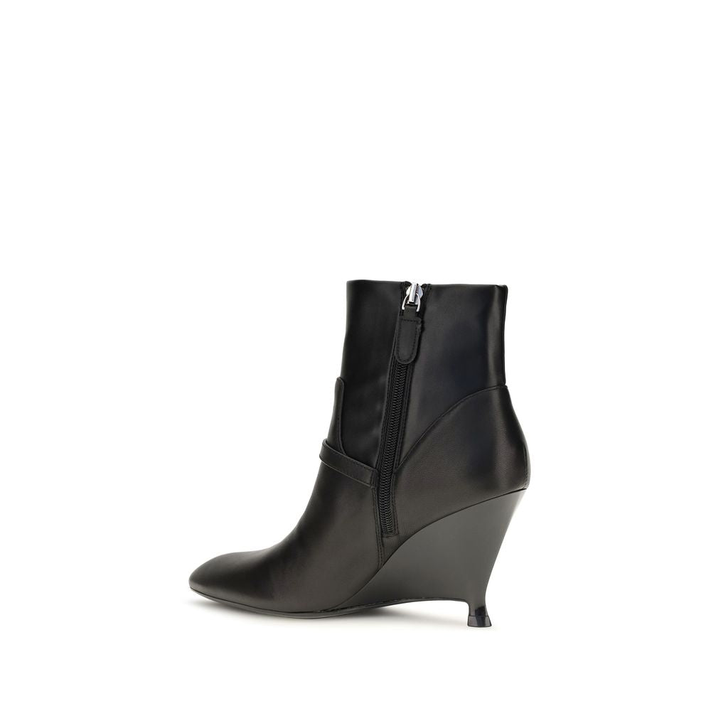 PINKO Black Calf Leather Bos Taurus Ankle Boots