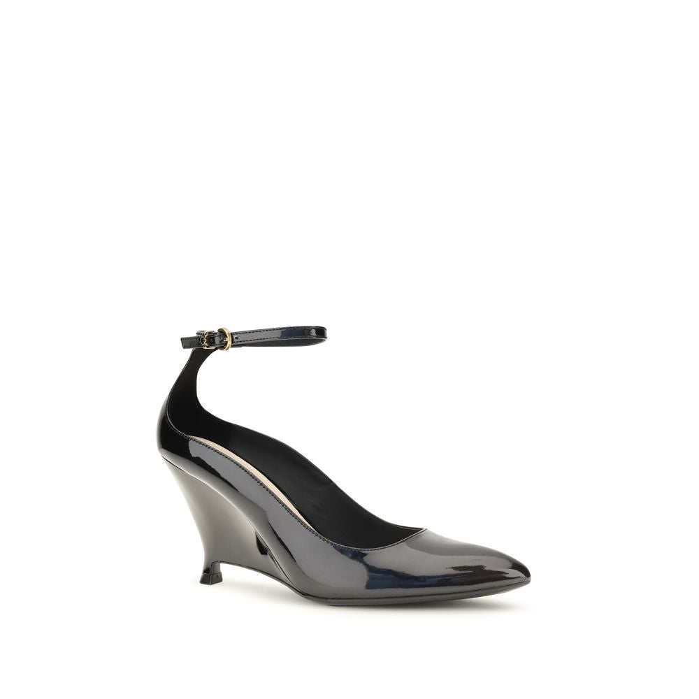 PINKO Black Calf Leather Bos Taurus Platform Pumps