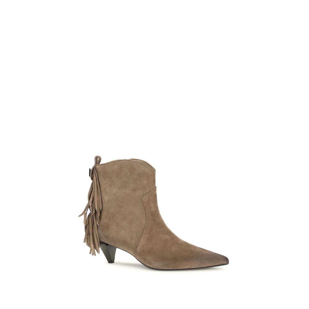 PINKO Beige Calf Leather Bos Taurus Ankle Boots