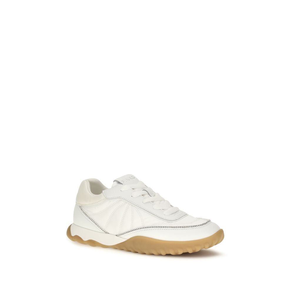 PINKO White Fabric Low Top Sneakers